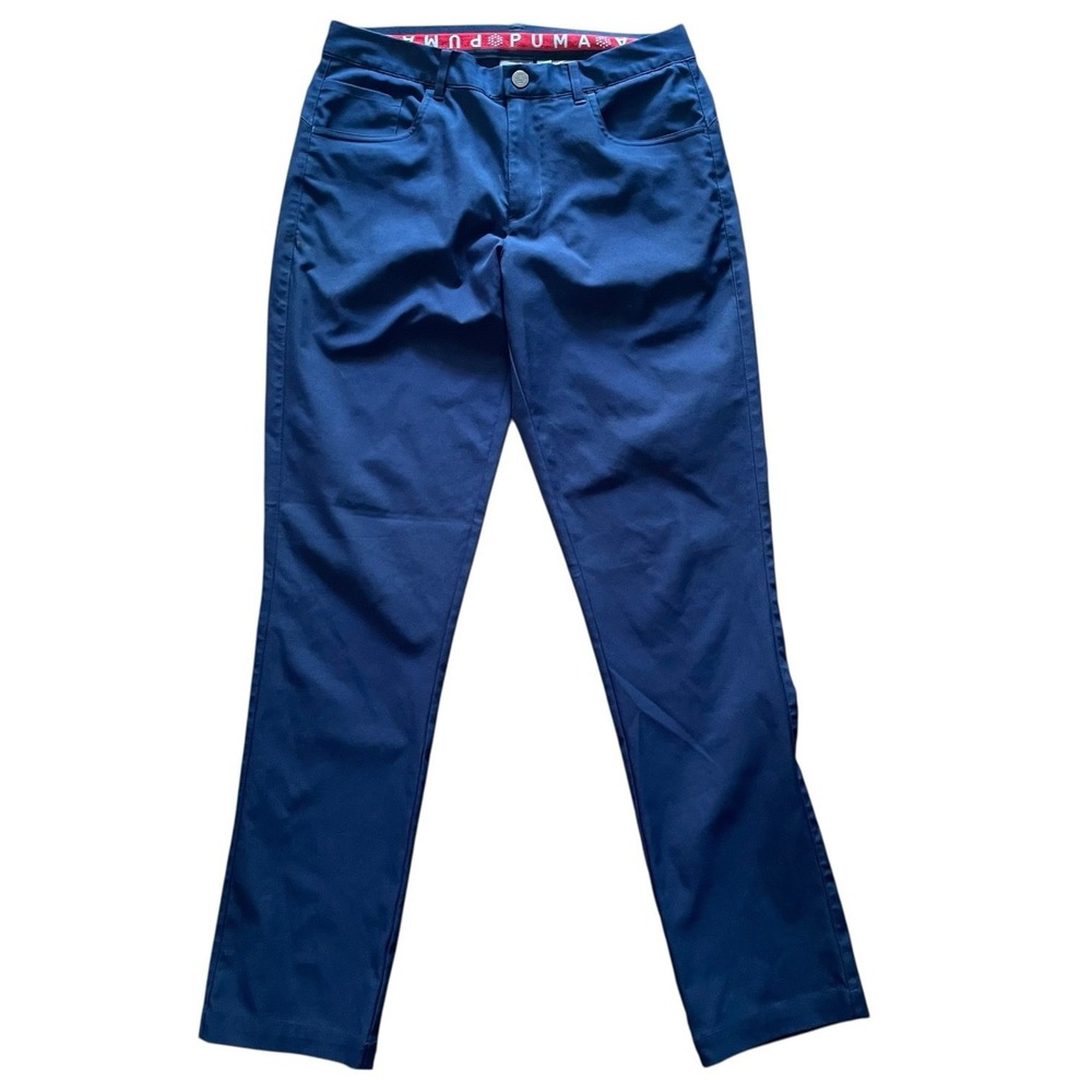 Puma Men's Golf Performance Pants Pockets Stretch Logo Outdoor Sports Blue 30/32